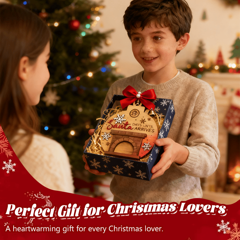 đ
 Julkalenderpynt â Tomten i skorstenen med snöflingor