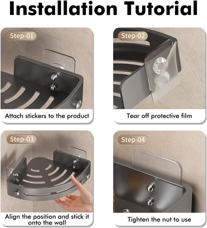 Tre-nivåers hörnhyllor för duschförvaring