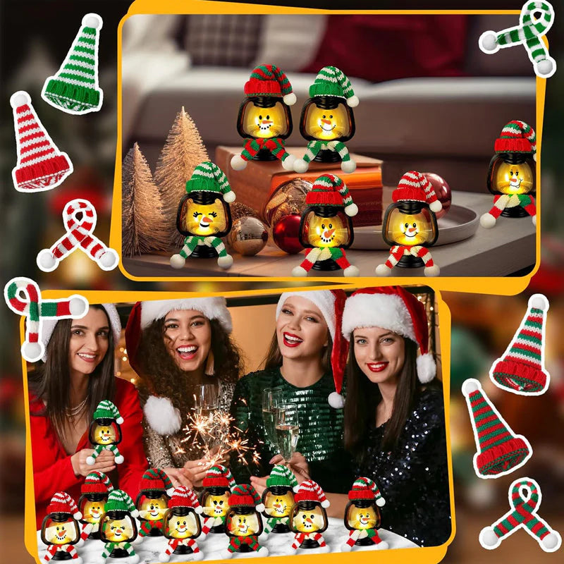 🔥40 % rabatt så länge lagret räcker!🎉Juldekoration Mini-snögubbellykta med mössor och halsdukar