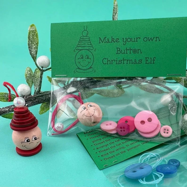 ☃️ DIY-kit för snögubbe-knappdekoration ☃️
