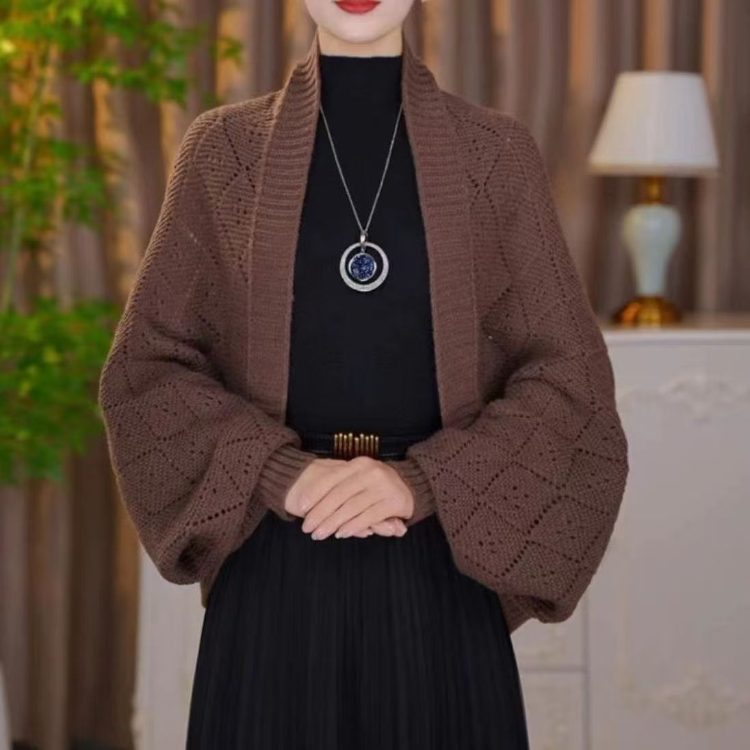 ⏰Sista 6-timmars specialerbjudande✨ Udhulet strikket sjalfrakke