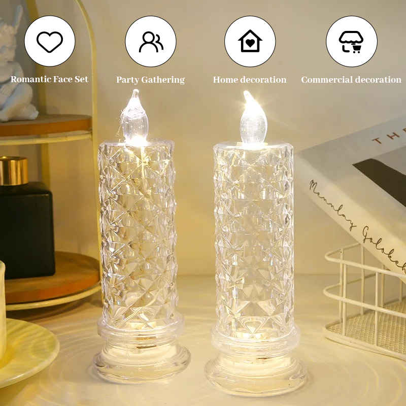 🌹 LED-ljus utan låga med rosskugga