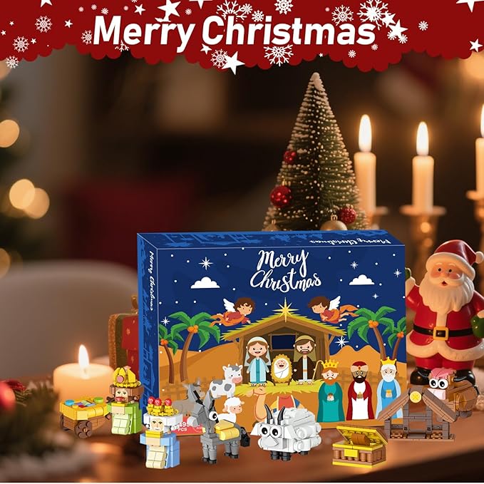 🔥Sista dagen 49 % RABATT - ✨FaithGlow adventskalender ✝️(Lätt att bygga, roligt att lära sig, gjord för familjer)