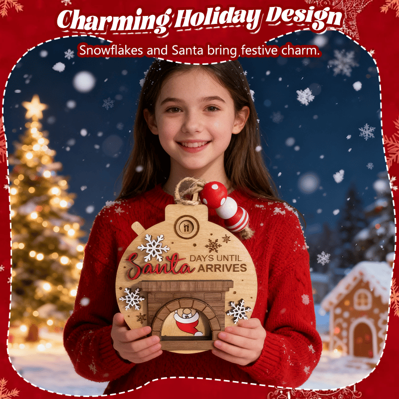 🎅 Julkalenderpynt – Tomten i skorstenen med snöflingor