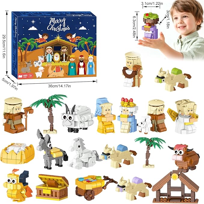 🔥Sista dagen 49 % RABATT - ✨FaithGlow adventskalender ✝️(Lätt att bygga, roligt att lära sig, gjord för familjer)