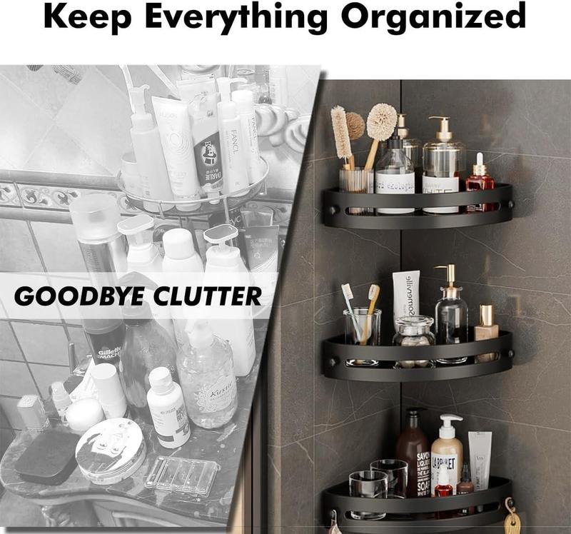 Tre-nivåers hörnhyllor för duschförvaring