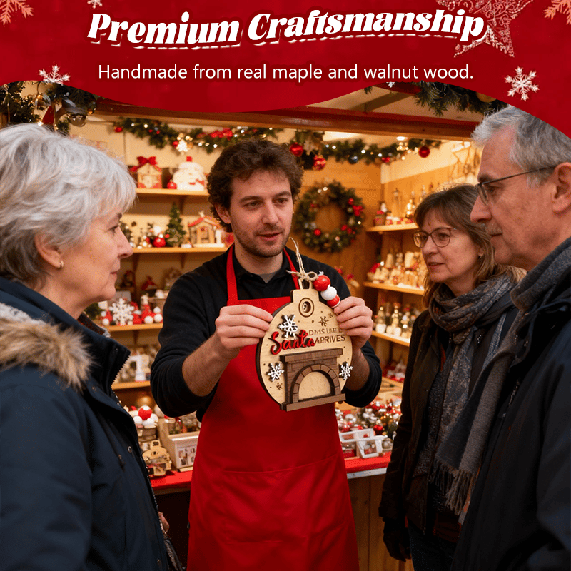 🎅 Julkalenderpynt – Tomten i skorstenen med snöflingor