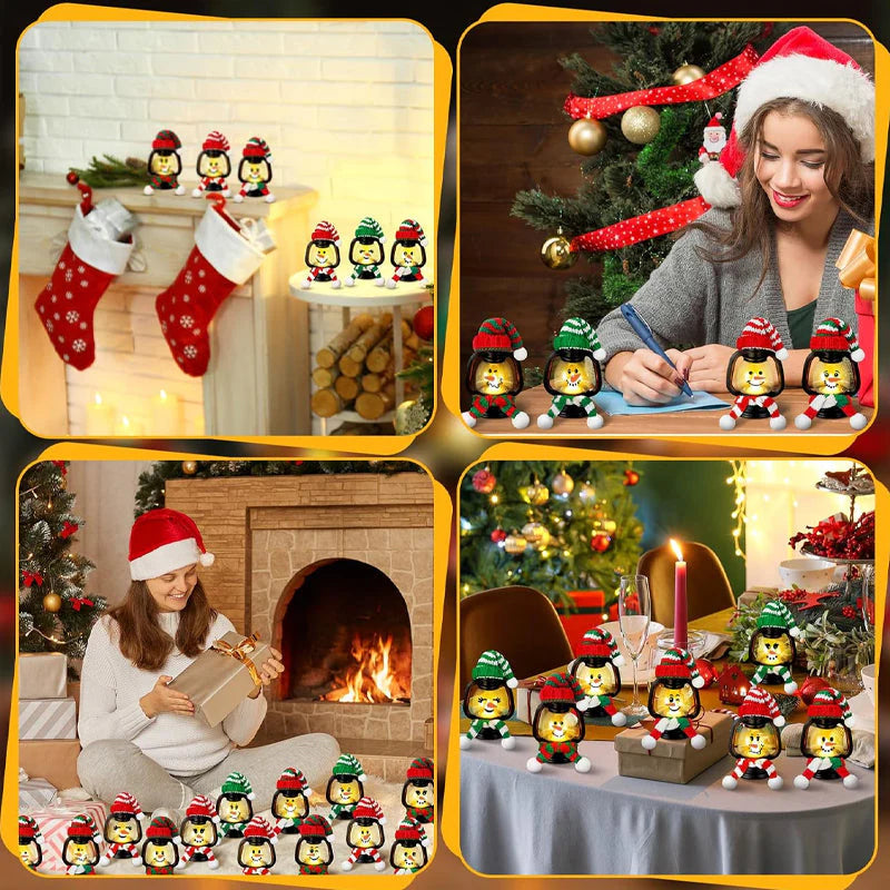 🔥40 % rabatt så länge lagret räcker!🎉Juldekoration Mini-snögubbellykta med mössor och halsdukar